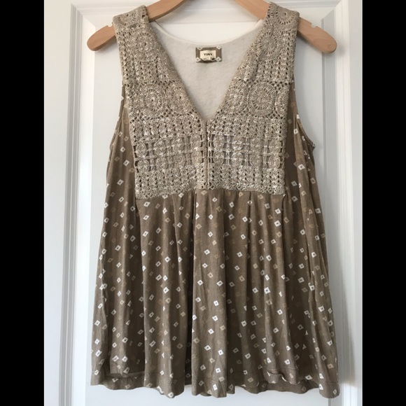 Anthropologie Tops - {Anthro} TINY Ardita Metallic Crocheted Printed Tank Top